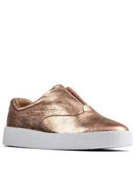 Clarks Hero Step Leather Trainer - Rose Gold, Size 7, Women