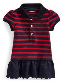 Ralph Lauren Baby Girls Short Sleeve Stripe Polo, Navy, Size 18 Months