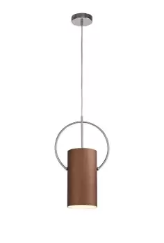 Single Ceiling Pendant, 1 x E27, Coffee, Polished Chrome