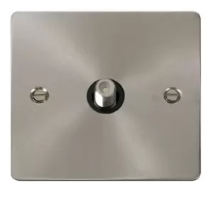 Click Scolmore Define Brushed Steel 1 Gang Satellite Outlet With Black - FPBS156BK