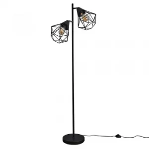 Diablo Black and Chrome 2 Way Floor Lamp with Black Diablo Shades