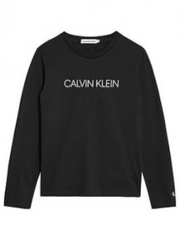 Calvin Klein Jeans Boys Long Sleeve Logo T-Shirt - Black