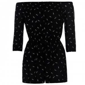 Firetrap Blackseal Bardot Playsuit - Black Print