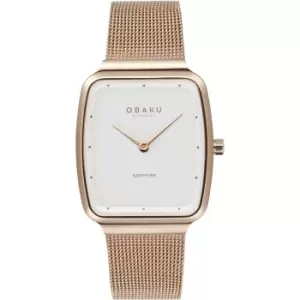 Obaku V267LXVIMV Womens Tern Lille-Rose Steel Mesh Wristwatch