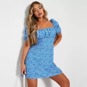 I Saw It First Polka Dot Square Neck Mini Dress - Blue