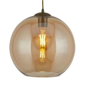 Searchlight Lighting - Searchlight Balls - 1 Light Dome Ceiling Pendant Antique Brass, Amber, Glass, E27