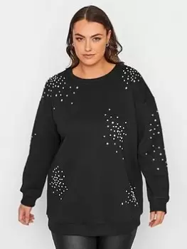 Yours Embellished Sweatshirt - Black, Size 16, Women