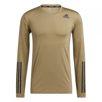 adidas Techfit 3-Stripes Fitted Long-Sleeve Top Long-Slee - Orbit Green