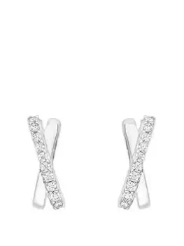 Simply Silver Sterling Silver 925 Cubic Zirconia Kiss Stud Earrings, Silver, Women