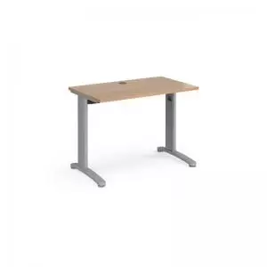 TR10 straight desk 1000mm x 600mm - silver frame and beech top