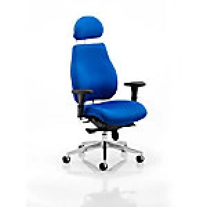 Posture Chair Chiro Plus Ergo Blue Fabric With Adjustable Arms And Headrest