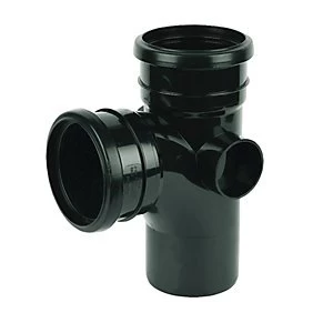 FloPlast SP190B Branch Soil Pipe 92.5 Deg Branch Double Socket/Spigot - 110mm Black