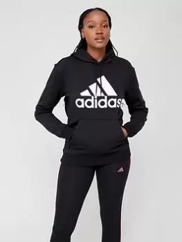 Adidas Sportswear Big Logo Hoodie, Black/White, Size XS, Women