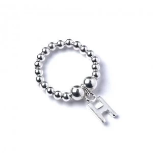 Initial H Charm with Sterling Silver Ball Bead Ring