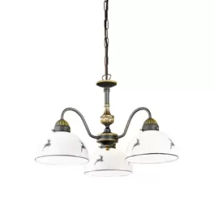 Nonna Cottage Style 3 Arm Chandelier Matt Antique Brass, 3x E27