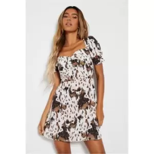 I Saw It First White Woven Smudge Sweetheart Tea Dress - White