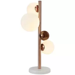 Luminosa Lighting - Table Lamp, 3 x G9, Antique Copper, Opal & Copper Glass