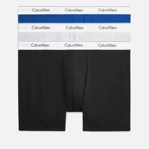 Calvin Klein Mens Big & Tall 3 Pack Boxer Briefs - Mazarine Blue/Black/Lunar Rock - XXL