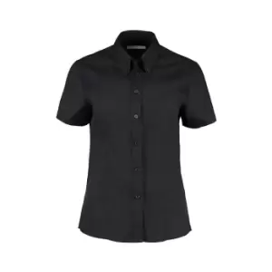 Kustom Kit Ladies Corporate Oxford Short Sleeve Shirt (6) (Black)