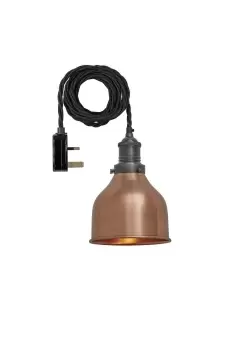 Brooklyn Cone Pendant, 7 Inch, Copper, Pewter Holder With Plug