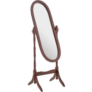 Premier Housewares Oval Cheval Mirror with Mahogany Finish Frame