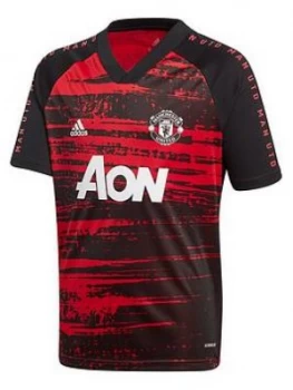 adidas Youth Manchester United 20/21 Pre Match T-Shirt - Red, Size 7-8 Years