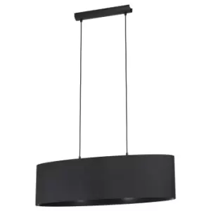 Pendant Ceiling Light Colour Black Large Black Fabric Oval Shade Bulb E27 2x40W