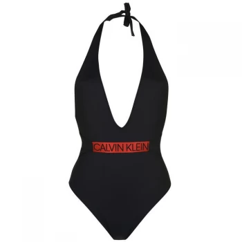 Calvin Klein Plunge One Piece Swimsuit - Black