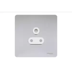 Schneider Electric Ultimate Screwless Flat Plate - Unswitched Single Power Socket, Round Pin, 5A, GU3480WPC, Polished Chrome with White Insert