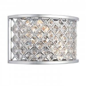 2 Light Indoor Wall Light Chrome with Crystal, E14