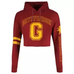 Harry Potter Womens/Ladies College Gryffindor Crop Hoodie (M) (Maroon)