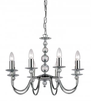 8 Light Chandelier Chrome & Glass Finish, E14