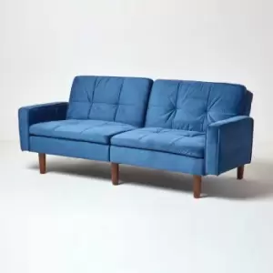 Murphy Velvet Sofa Bed with Armrests, Navy - Navy - Homescapes