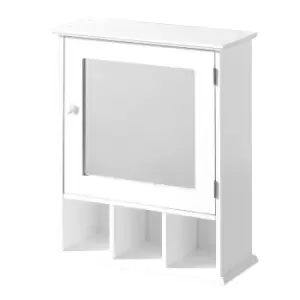 Premier Housewares Bathroom Cabinet, White Wood, Mirrored Door - White