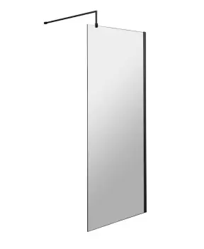 Nuie 700mm Wetroom Screen With Support Bar - Matt Black