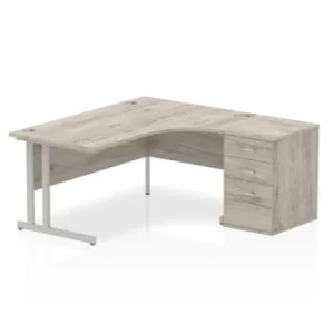 Impulse 1600 Right Hand Cantilever Workstation 600 Pedestal Bundle Grey Oak