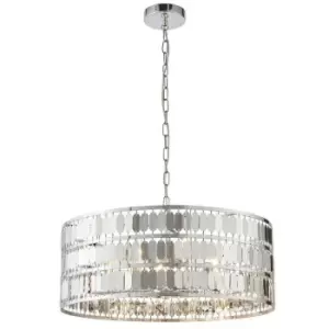 Hanging Ceiling Pendant Light Hex Chrome Shade 5 Bulb Modern Dimming Feature