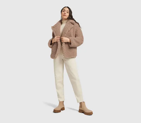 UGG Gertrude Short Teddy Coat Putty, S