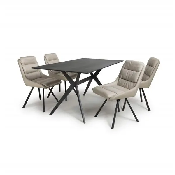 Shankar Timor 1.6m Black & 4 Arnhem Cream Dining Set - Black 9016075