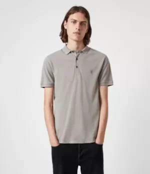 AllSaints Mens Reform Short Sleeve Polo Shirt, Gargoyle Grey, Size: S