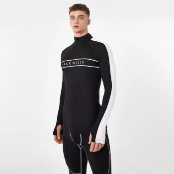 Jack Wills Ski Base Layer Zip Up Top - Black