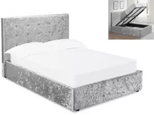 LPD Rimini 4ft6 Double Silver Crushed Velvet Glitz Upholstered Fabric Ottoman Bed Frame