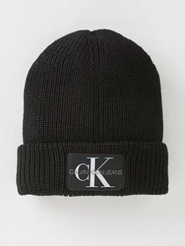 Calvin Klein Jeans Monogram Beanie - Black, White, Women