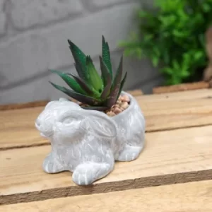 Mini Cement Rabbit Planter with Succulent