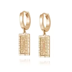 Daisy London 18ct Gold Plate Palm Engraved Drop Earrings 18ct Gold Plate