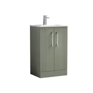 Nuie Deco 500mm Floor Standing 2 Door Vanity & Basin 2 - Satin Reed Green