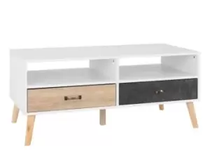 Seconique Nordic White and Oak 2 Drawer Coffee Table