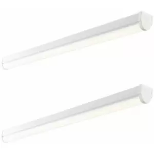 2 pk 5ft High Lumen Emergency Batten Light - 65.5W Cool White LED - Gloss White