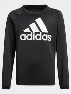 adidas Designed To Move Big Logo Sweatshirt, Black/White, Size 11-12 Years