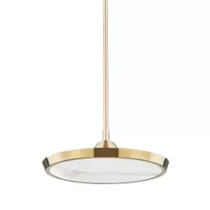 Draper Small LED Pendant Brass, Alabaster, 2700K